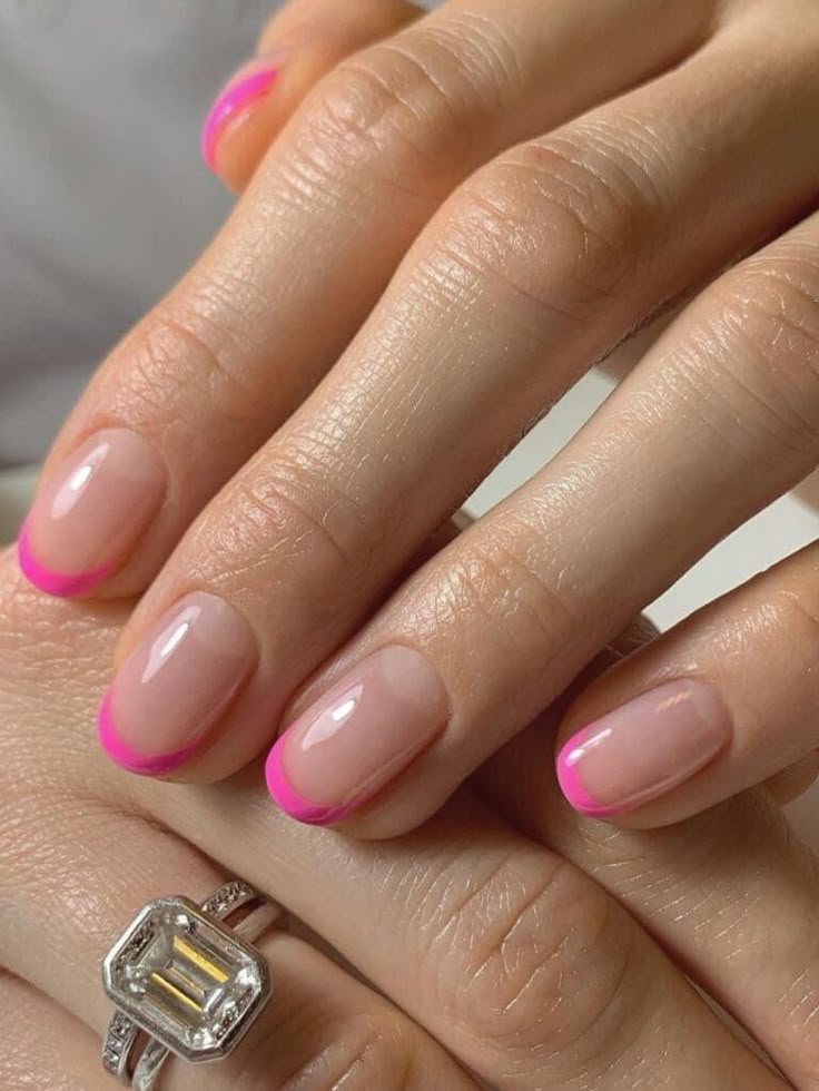 pink french tips barbiecore nails