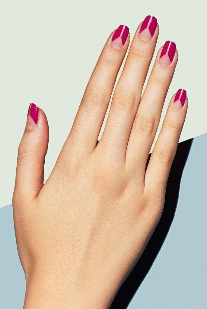 negative space barbiecore nails