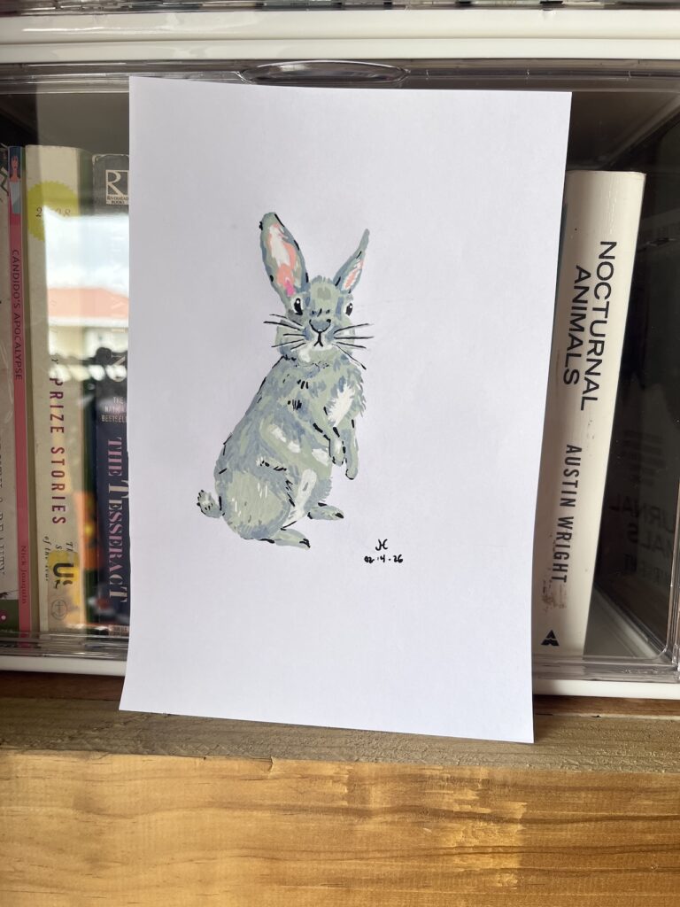 bunny drawing acrylic markers