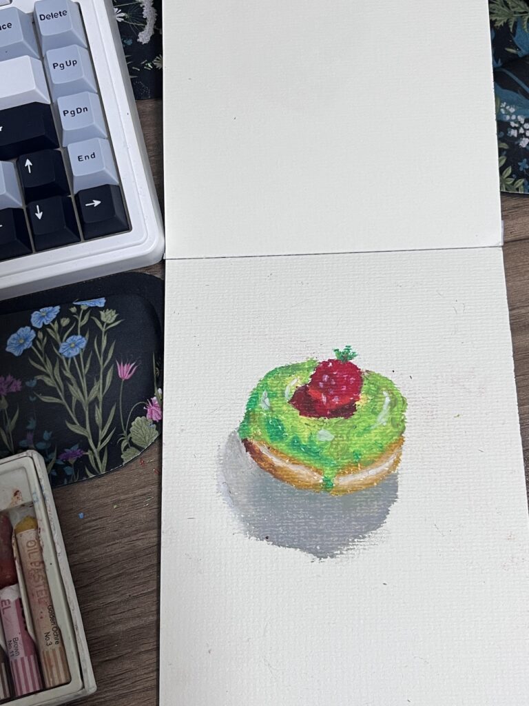 donut drawing oil pastel
