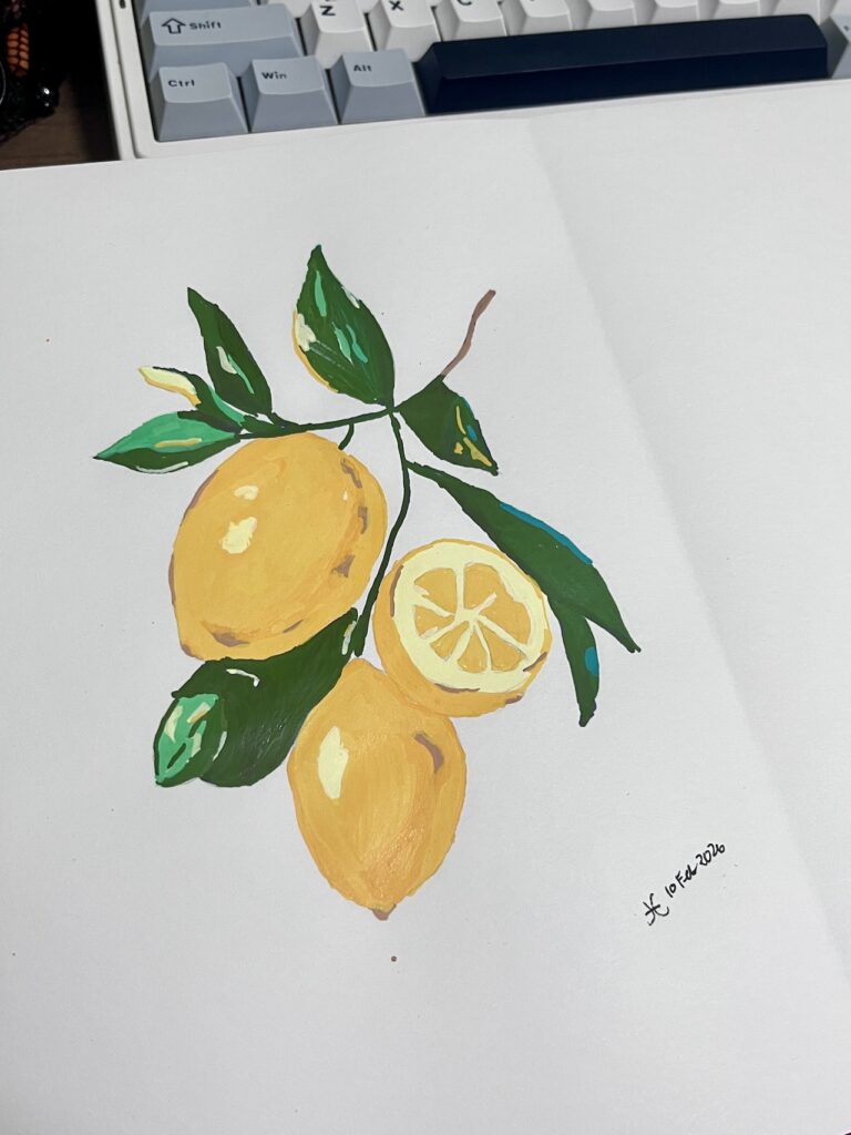 lemon drawing acrylic markers